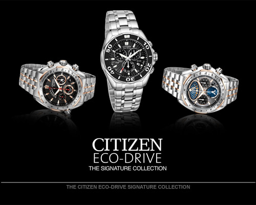 What makes a Signature watch worthy of its name? Let's begin with its heritage: The results of 93 years of watchmaking excellence by Citizen Watch Company. Every Signature watch is powered by Citizen's exclusive Eco-Drive technology and never needs a battery replacement. From Grand Complication to Perpetual Calendar and Flyback Chronograph models for men to diamond accented models for women, The Signature Collection lives up to its name. 