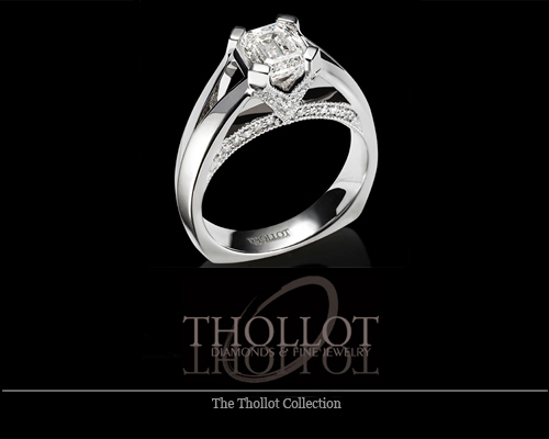 Thollot Diamonds specializes in designing and manufacturing custom designed jewelry for our own stock as well as for individual customers.  Thollot�s custom designs feature ornate detailing, vintage and contemporary finishes, and unique setting styles.  From elegant diamond engagement rings to business logos to unusual customers� requests, Thollots exceeds expectations in delivering high quality, high detail designs.