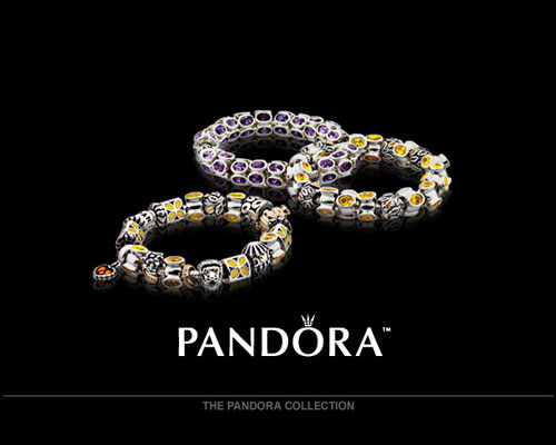PANDORA is a universe of jewelry. Each piece of Danish design is handcrafted in sterling silver or 14K gold.  Many pieces incorporate pearls, semi-precious and precious stones.  PANDORA's modular design allows the wearer to change the beads for an elegant look, or change the bracelet for a casual wear at a moment's notice.  PANDORA also offers a whole collection of earrings, rings, and necklaces that coordinate with the most popular bead designs. Create your own PANDORA wish list and make your own bracelet online by visiting www.Pandora-Jewelry.com. U.S. Pat. No.7,007,507.