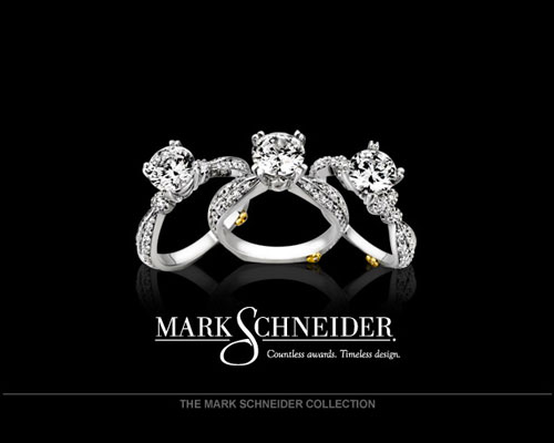 Expertly crafted and handmade in the USA, Mark Schneider's unique and timeless bridal collection has designs for every bride. Winning his 40th design award in 2008 Mark's philosophy for jewellery is to create wearable pieces of art. Each bridal design is fully customizable and features an exclusive 'Secret Heart' with an engravable diamond. Every bride deserves the beauty of design.