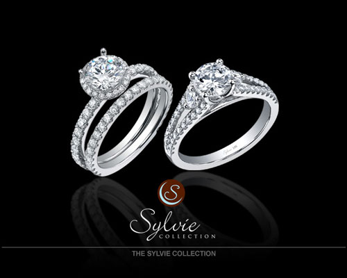 The Sylvie Collection is a bridal line designed to celebrate love. With each style special attention is paid to enhance the center stone to showcase the brilliance of the diamond and to convey distinctive femininity. The line features over 1,000 exquisite styles available in 18 karat and platinum settings. All designs provide couples with flexibility to incorporate any size or shape diamond for the center stone, with consistency that comes from hand-matching the diamonds for each ring, and with ease to select beautiful matching bands. 
