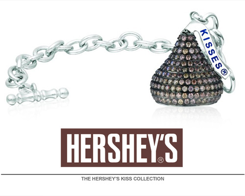 The Hershey's Kiss jewelry line of products was introduced into the market at the JCK Las Vegas show in June 2009. The Hershey's Kiss Jewelry item is becoming a staple and a symbol of love "The New Heart" item. Soon everyone will want to be adorned by "A Kiss that Lasts Forever".