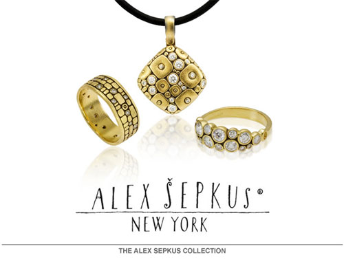 Lithuanian-born designer Alex Sepkus makes jewelry that is unlike anyone else's on the planet. Intricate in design and flawless in execution, it has numerous surface shapes that are sprinkled with diamonds of all colors and other precious stones. Sepkus says he sees his jewelry--all of which is made under his personal supervision in New York--as a link between body and clothing, and it should, according to his view, be pleasant to the touch and comfortable to wear. Being a stickler for perfection, he makes sure it is both.