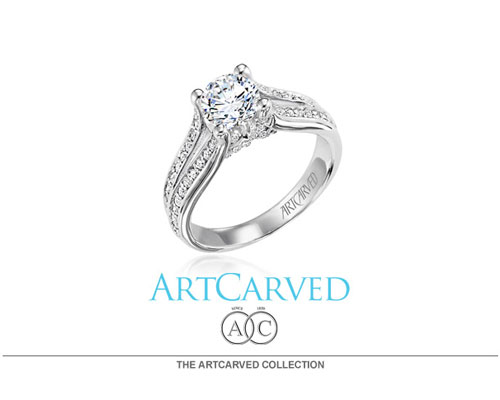 ArtCarved designs are available in nature's most precious metals: Platinum, Palladium White and Yellow gold; as well as contemporary metals: Titanium and Tungsten Carbide. This broad selection ensures that couples can choose rings that reflect not only their enduring love and commitment, but also their personalities and spirit.