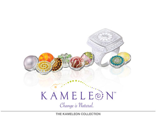 All of us share a basic desire to express our individuality, our feelings and emotions - to stand out from the crowd. Inspired by Nature, we have captured the essence of this spirit with the launch of our new line of sterling silver interchangeable jewelry - Kameleon.  Kameleon's base jewelry designs include rings, earrings, pendants, bracelets, necklaces and pins. They feature natural, flowing lines that are all carefully crafted in sterling silver to accept small interchangeable inserts called JewelPops.