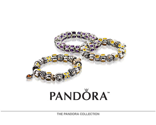 PANDORA is a universe of jewelry. Each piece of Danish design is handcrafted in sterling silver or 14K gold.  Many pieces incorporate pearls, semi-precious and precious stones.  PANDORA's modular design allows the wearer to change the beads for an elegant look, or change the bracelet for a casual wear at a moment's notice.  PANDORA also offers a whole collection of earrings, rings, and necklaces that coordinate with the most popular bead designs. Create your own PANDORA wish list and make your own bracelet online by visiting www.Pandora-Jewelry.com. U.S. Pat. No.7,007,507.