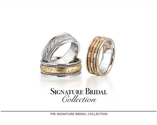 The Harr's Jewelry Signature Bridal Collection is hand-crafted right here in our store. There are several styles available, from intricate Victorian designs to modern fashions, or we can start from scratch and create anything your heart desires. Settings are available in 14K or 18K in white, yellow or rose gold, or two-tone. Please visit us today and let us create a jewelry design that you will cherish forever.