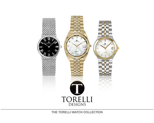 The Torelli Watch Collection is made from Swiss parts, assembled right here in the United States. These men's and ladies' watches are designed from the latest styles in the watch industry that range from white, yellow to two-tone stainless steel, and some styles include diamonds. Every Torelli Watch comes with a 3 year warranty, as well as free lifetime battery replacement.